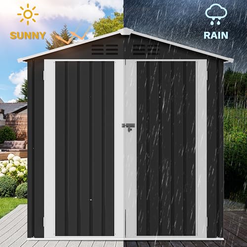 6x4ft Metal Outdoor Storage Shed with Window