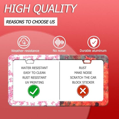 Pink Butterfly Animal Stainless Steel License Plate Frame for US Cars Decor