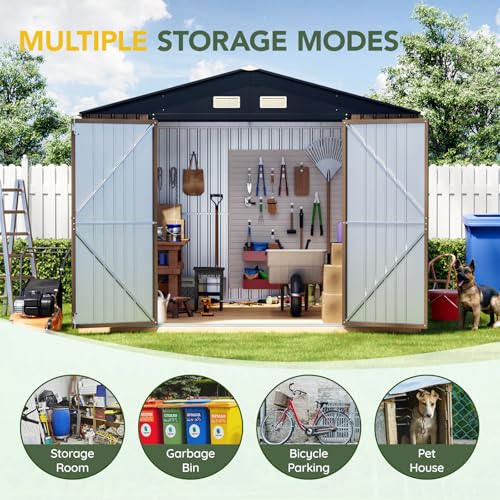 Outdoor Steel Storage Shed with Floor Frame 10 x 12 ft