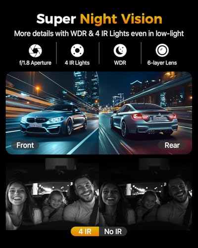 4K 3 Channel Dash Cam Front and Rear Inside