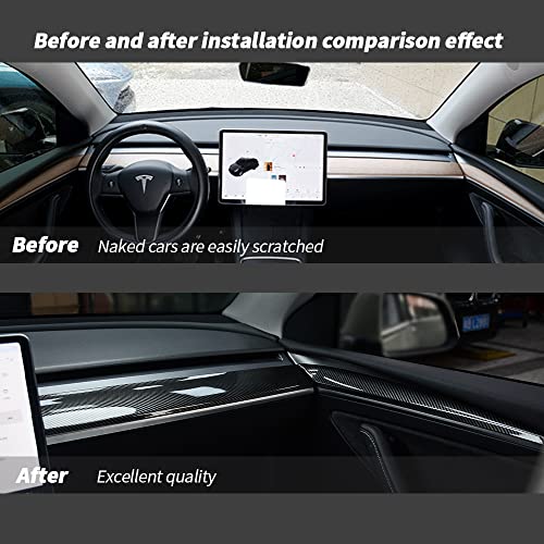 Dashboard Cover Wrap and Front Door Inner Armrest Panel Cover Trim Compatible with Tesla Model 3 2021