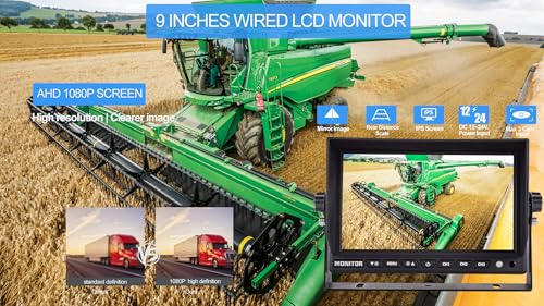 AHD 1080P 9" Wired Monitor Rear View Reverse Backup Night Vision Camera System