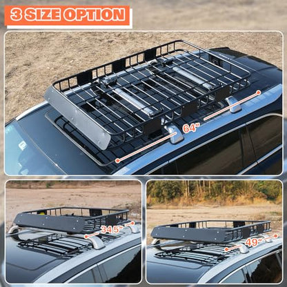 Roof Rack Carrier Basket Universal Rooftop 64" x 39" x 5" Large Size Roof Rack + Waterproof Bag