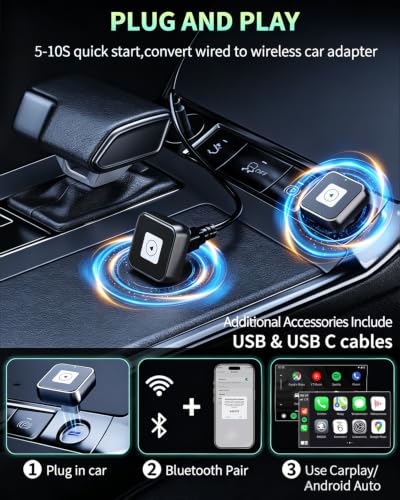 Wireless CarPlay Adapter for Apple iPhone & Android Auto Dongle