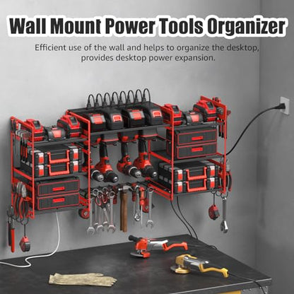 Red Power Tool Organizer Wall Mount (15 Count)