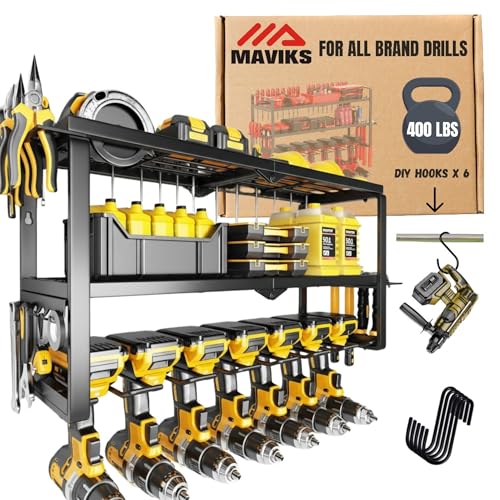 3 Shelf 7 Drill Holder Power Tool Organizer Wall Mount