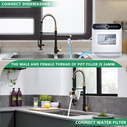 Black&Gold Kitchen Faucet with Sprayer