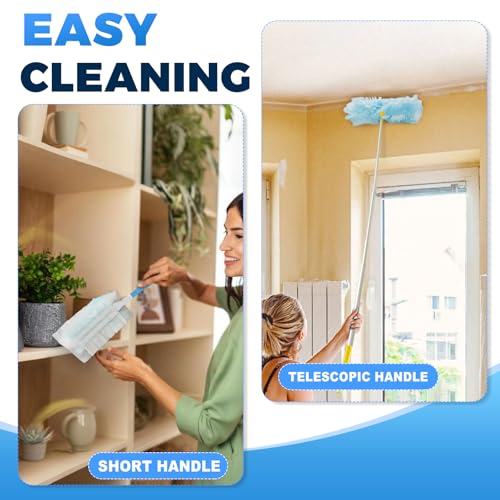 50PCS Microfiber Duster Refills Kit with 5 Handles Compatible with Swiffer (50 Count)