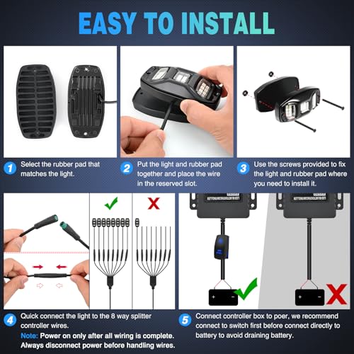 RGBW LED Rock Lights Kit 8 Pods 22 LEDs Wide Angle Lighting (16 Ounce)