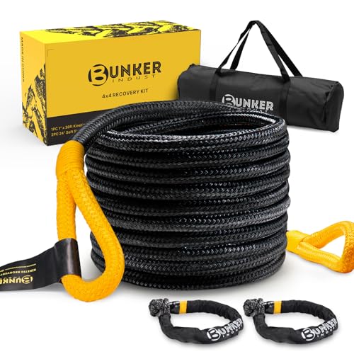 1"×30ft Kinetic Recovery Rope with 2 Soft Shackles Kit