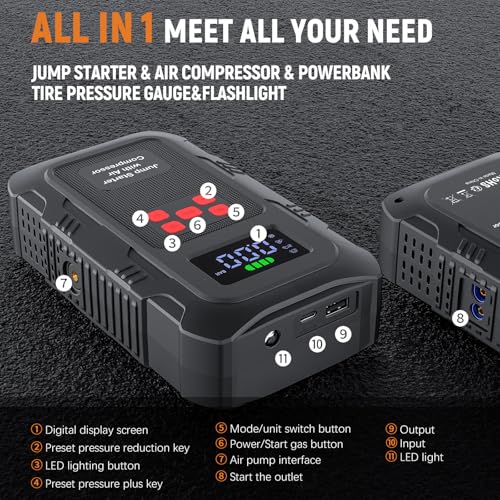 6000A Jump Starter with Air Compressor