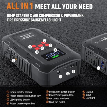 6000A Jump Starter with Air Compressor