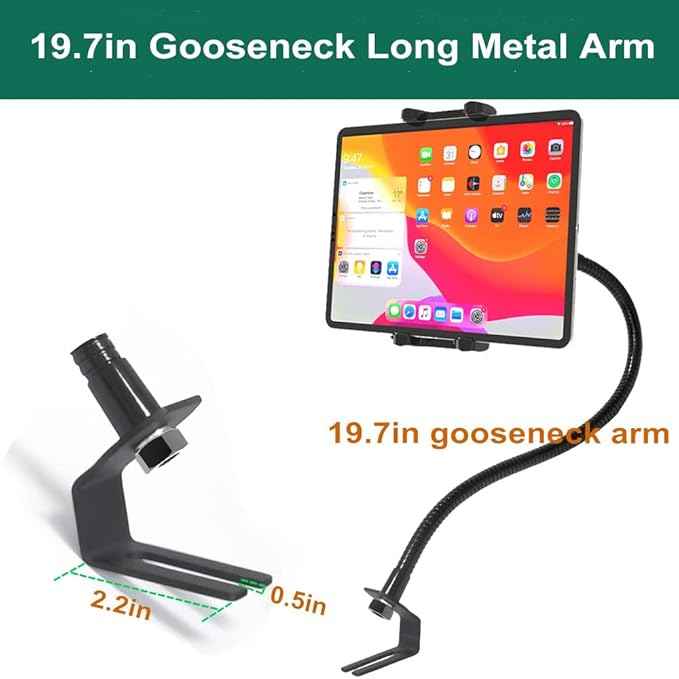 Car Seat Rail Floor Tablet Mount Truck Vehicle Holder for 4-13" Tablet & Phone, Heavy Duty 19.7 inch Gooseneck Arm Holder for iPad Pro 12.9 11 Air Mini, Samsung Tab, Galaxy Z Fold 4, iPhone
