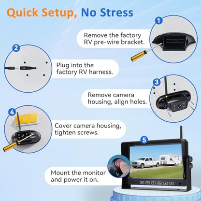 HD 1080P RV Backup Camera Wireless Easy Install