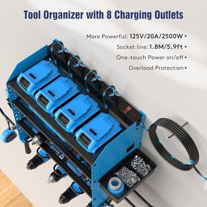 Heavy Duty Power Tool Organizer Wall Mount with Charging Station