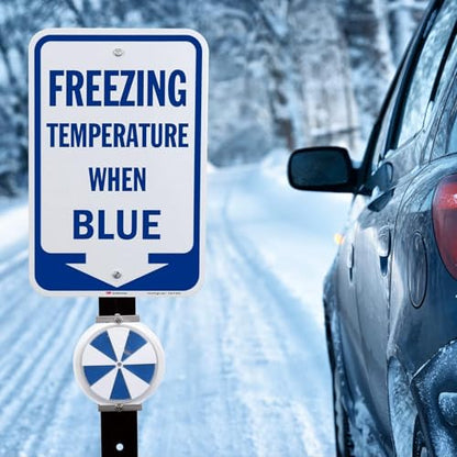 Freezing Temperature When Blue Sign with Arrow