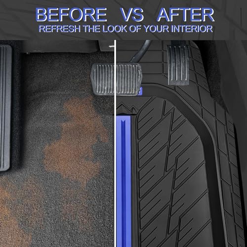 Tire Tread DeepDish Rubber Floor Mats for car Heavy Duty car mats All Weather (3 Count)