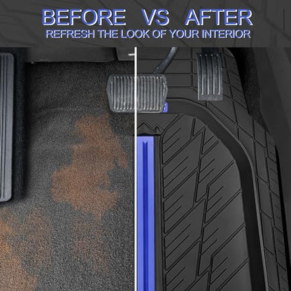 Tire Tread DeepDish Rubber Floor Mats for car Heavy Duty car mats All Weather (3 Count)