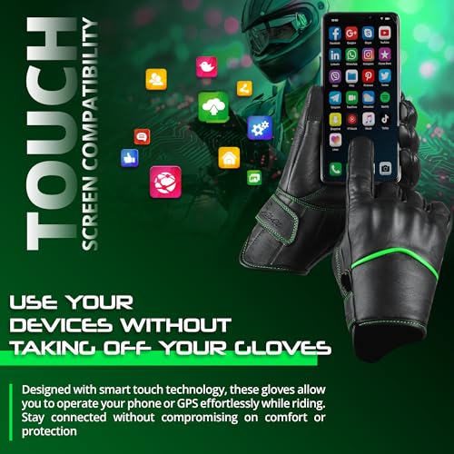 Motorcycle Gloves Men's Leather Motorbike Gloves Touchscreen Function