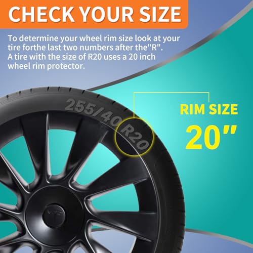 Tesla Model Y Rim Protector Fit 20" Induction Wheels 2020 (4 Count)