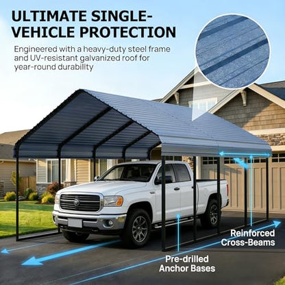 12x20 Carport Heavy Duty Galvanized Steel Garage