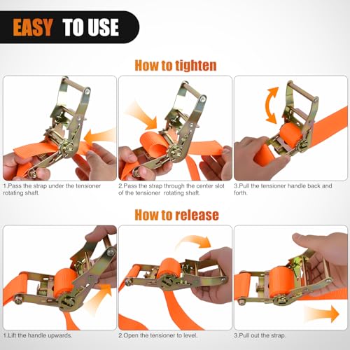 E Track Ratchet Straps 8 Pack 2" x 15' Orange (8 Count)