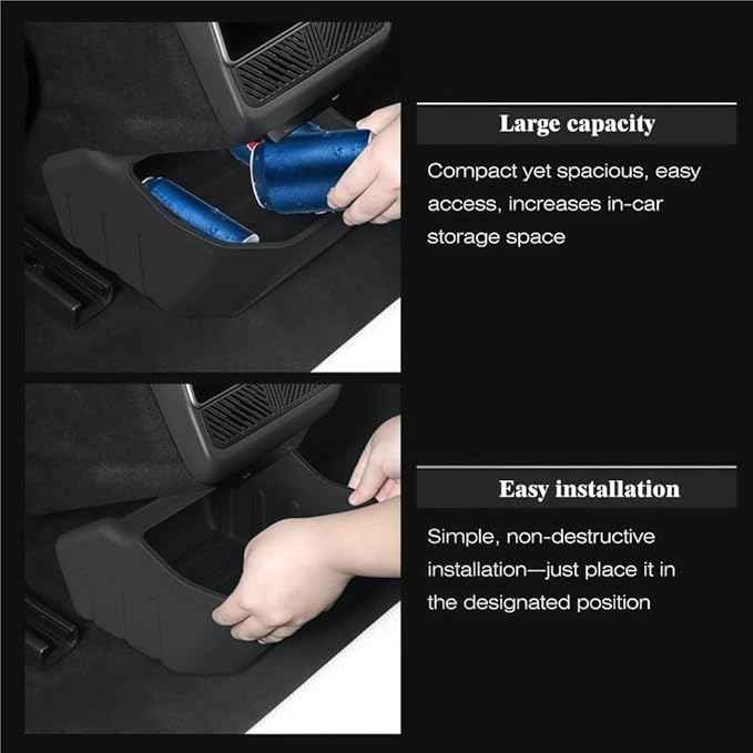 GGCLIMAX Car Organizers And Storage Silicone Rear Floor Storage Box Compatible with Tesla Model 3 2023-2024 Custom Fit Organizer Car Organizer(GRAY)