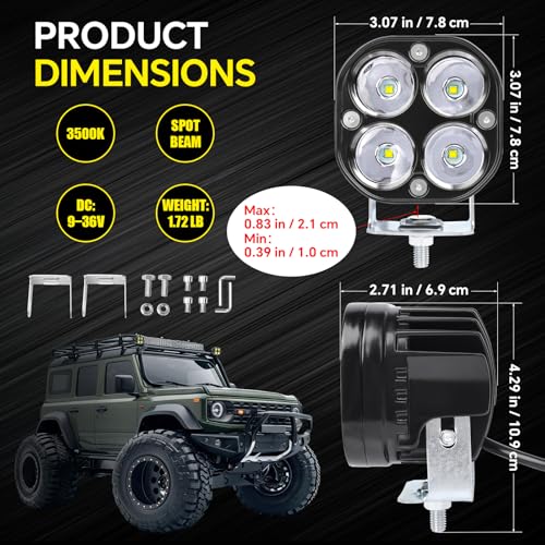 Motorcycle Driving Lights White LED Pods Lights 3’’ 40W LED Spotlights