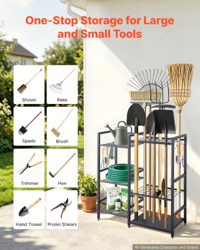 Garden Tool Organizer with Guard Rail