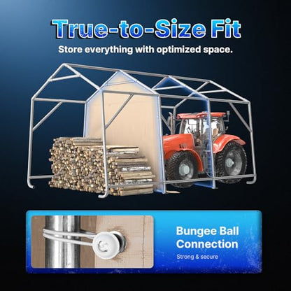 10X15 ft Garage Shelter Steel Metal Peak Roof Portable Storage Shed Carports for Motorcycle Boat