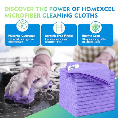 Purple Microfiber Cleaning Cloth 12 Pack 12.5 x 12.5 Inch Microfiber Towels for Cars Ultra Absorbent Cleaning Rags Lint Free Cleaning Towels for Household Kitchen (12 Count)