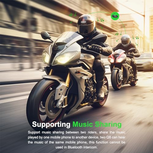 Q8 2PC Motorcycle Bluetooth Headset (2 Count)