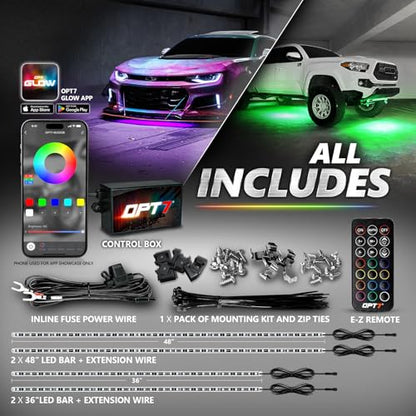 Aura Pro RGB Aluminum Car Underglow Kit with App & Remote Control (4 Count)