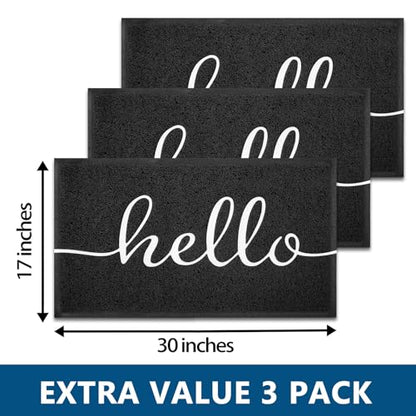 Door Mat 3 Pack Outside Inside Hello Doormat 30"x17.5" Durable Floor Mat Non Slip Rug Ultra Absorb Mud Easy Clean Front Doormat for Garage (1575 sq in Count)