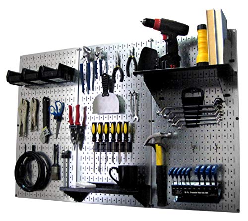 Pegboard Organizer 4 ft. Metal Pegboard Standard Tool Storage Kit with Galvanized Toolboard and Black Accessories