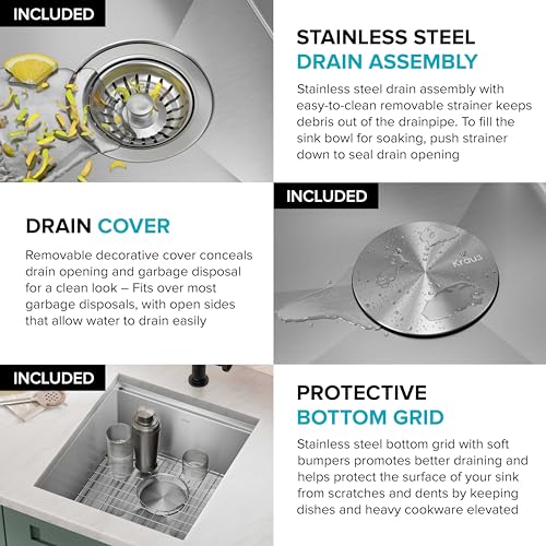 Stainless Steel 17 in 16 Gauge Undermount Bar Sink KWU111