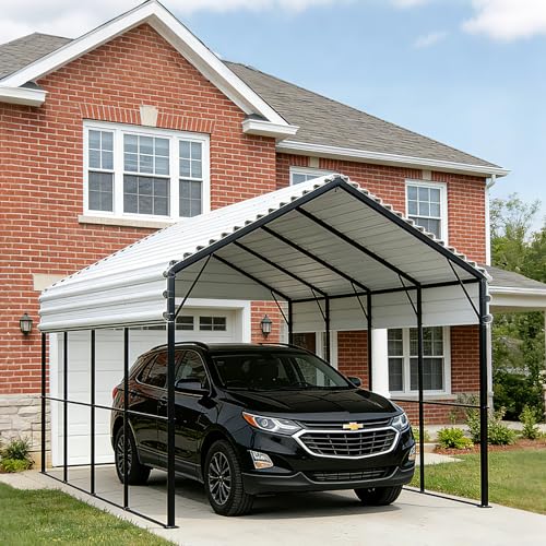12x20ft Carport Outdoor Heavy Duty Metal Carport Canopy Steel Roof All