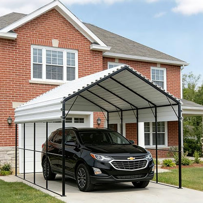 12x20ft Carport Outdoor Heavy Duty Metal Carport Canopy Steel Roof All