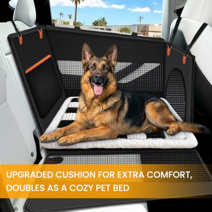 XL Checkered Large Dog Car Seat Cover with Dog Bed Mat for Back Seat Half