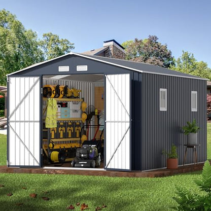 Steel Storage Shed with Floor Frame 10 x 12 ft