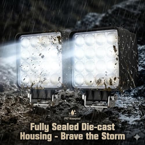 2 PACK 48W 4x4 LED Work Ultra Flood Lights (2 Count)
