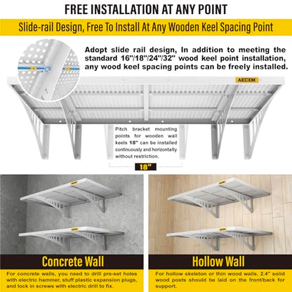 2 Pack 2x3ft Adjustable Garage Wall Shelving 560lbs Load Capacity Heavy Duty Wall Mounted Storage Shelf Metal Floating Shelves for Garage (2 Count)