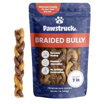 100% Natural 7" Braided Bully Sticks 1 lb Bag (16 Ounce)