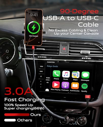 USB A to USB C Cable 90 Degree (2 Count)
