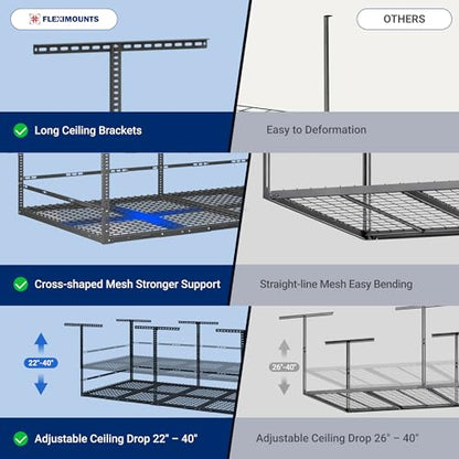 4x8 Overhead Garage Storage Rack with Safety Rails