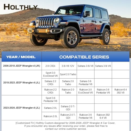 10 Layers Car Cover Custom Fit for Jeep Wrangler 4Door 4dr