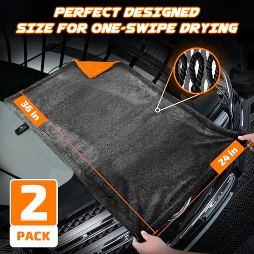 2 Pack 1200 GSM Car Drying Towels