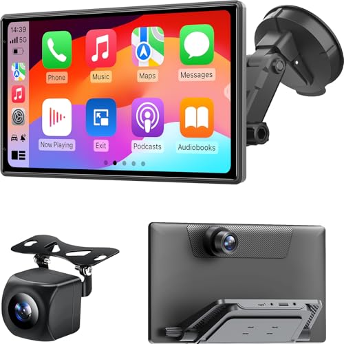 Wireless Portable 9'' Carplay Screen with 4K Dash Cam