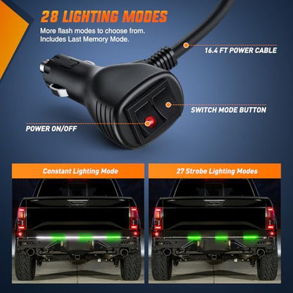 48 Inch 288 LED Tailgate Strobe Light Strip Green White