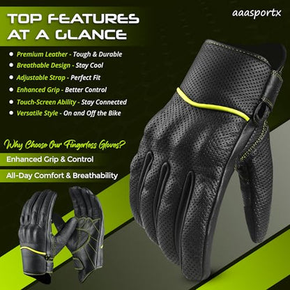Motorcycle Gloves Men's Leather Motorbike Gloves Touchscreen Function